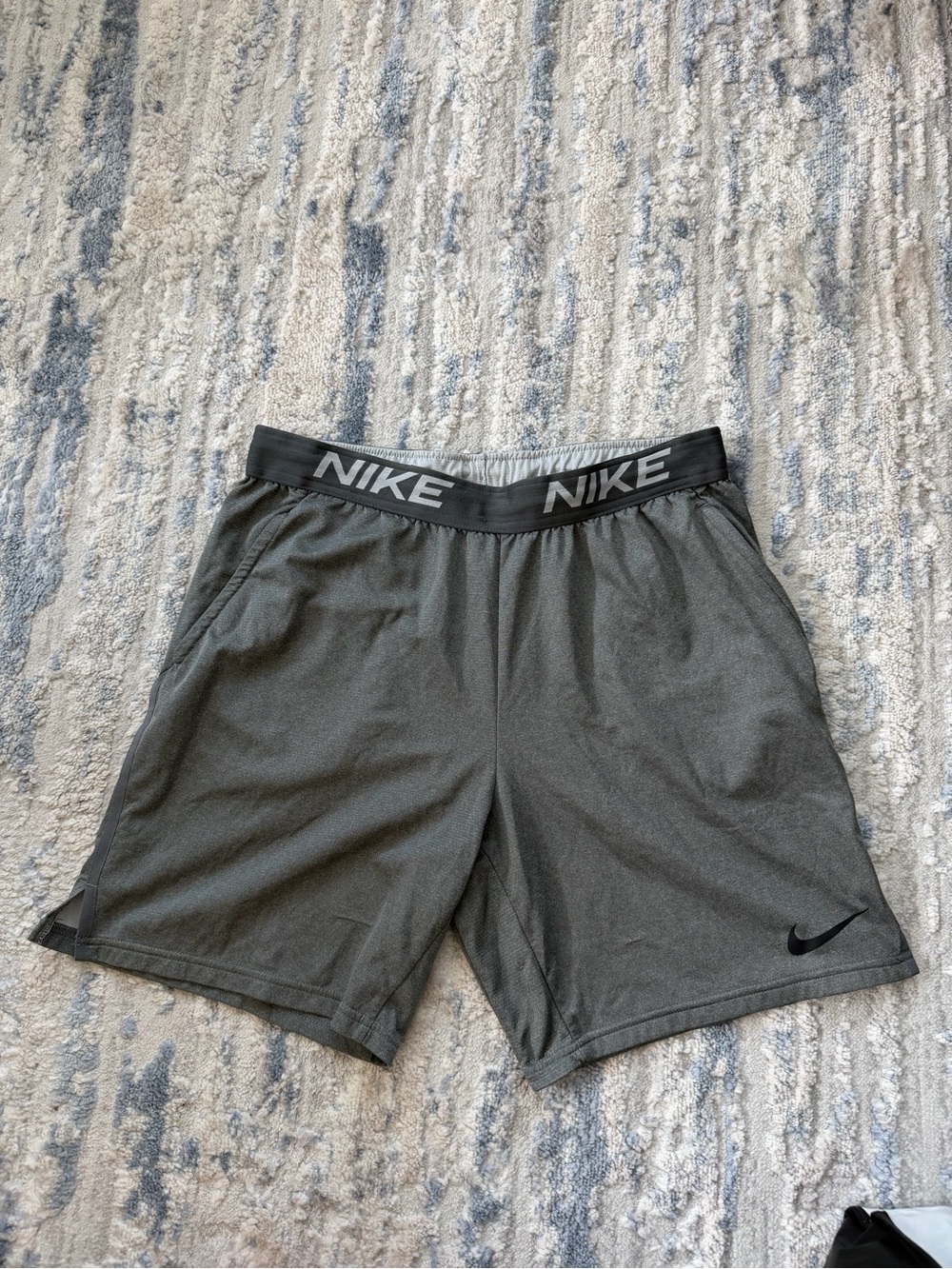 Nike Men's Dark Gray Athletic Shorts with Black Waistband